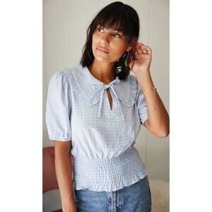 Nwt Greylin | Trina Gingham Top with Oversized Collar